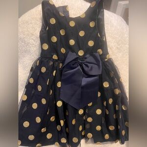 H&M Navy dress with Gold Polka Dots